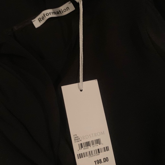 Reformation Cara Dress Black High Slit Mini - Picture 3 of 4